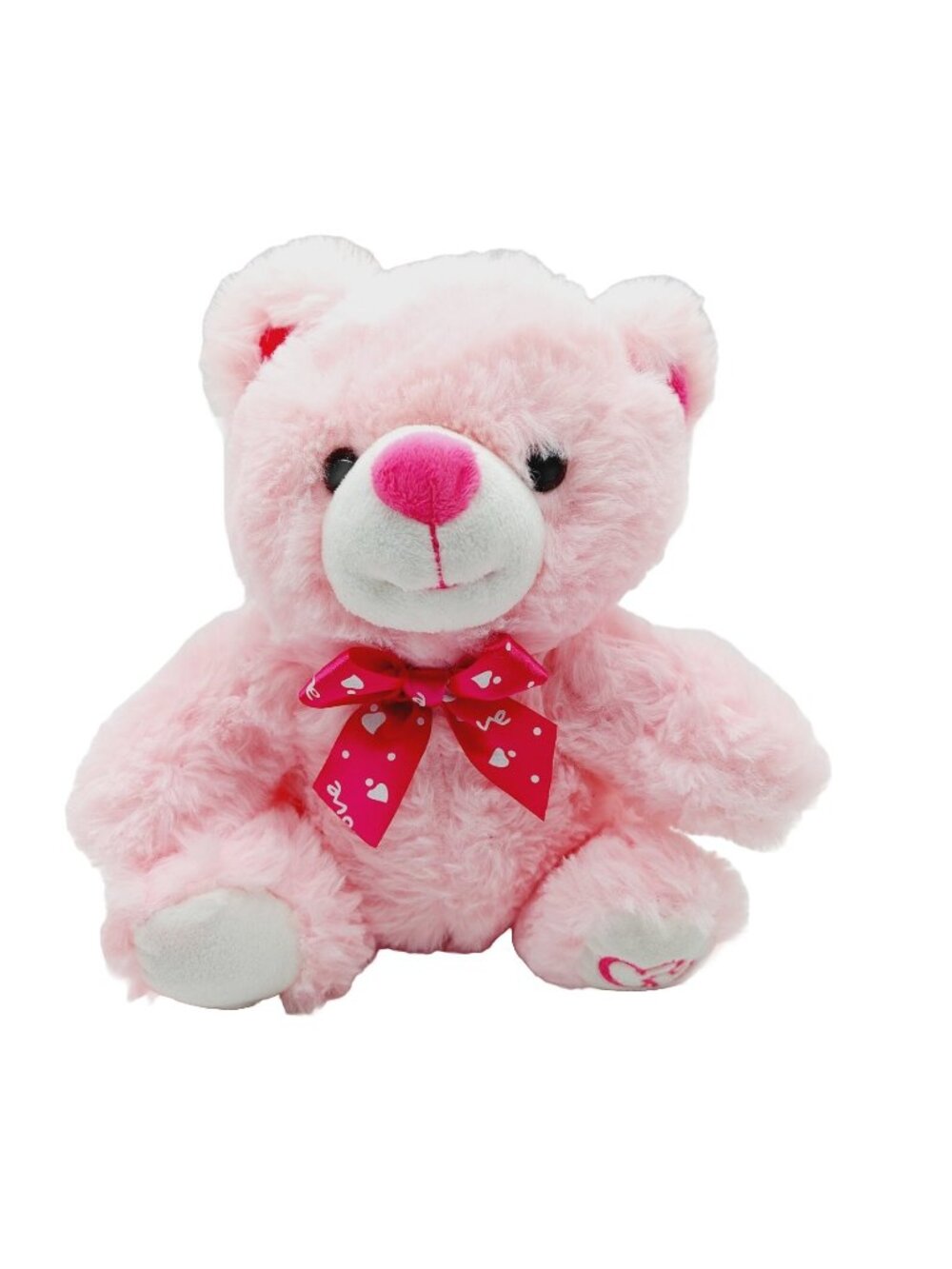 Inter American Products Pink White Teddy Bear 8" Pink Hearts Love Bow Plush 2017